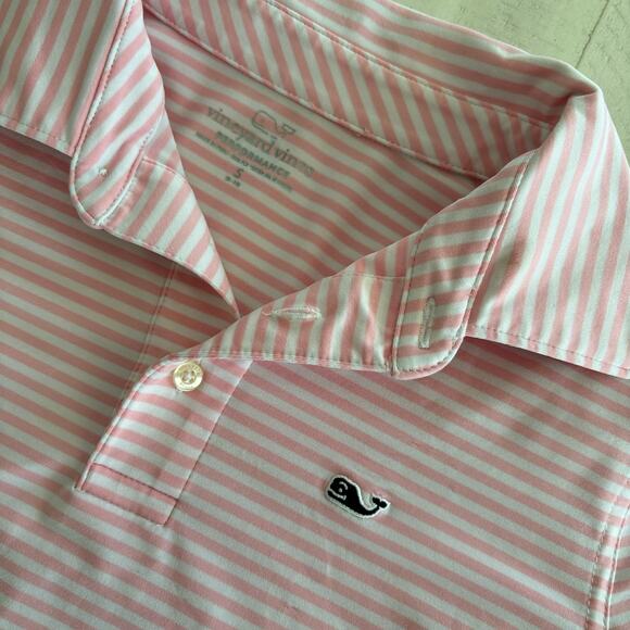 Vineyard Vines Pink and White Striped Performance Polo Girls Size S (8-10) EUC - Picture 3 of 3